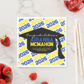 Personalisiertes Graduierungspapier mit blauer und Serviette (Beispiel)