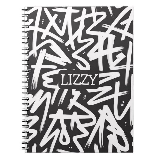Personalisiertes Graffiti-Namen-Muster — Benutzerd Notizblock (Vorderseite)