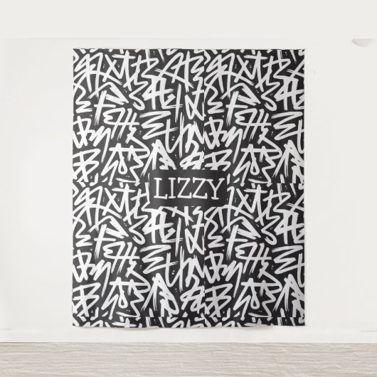 Personalisiertes Graffiti-Namen-Muster — Benutzerd Wandteppich (Vorderseite)