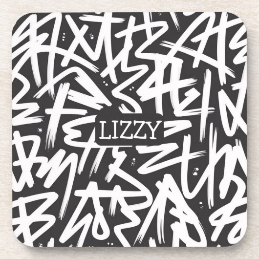 Personalisiertes Graffiti-Namensmuster — Individue Getränkeuntersetzer (Vorderseite)