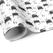 Personalisiertes Grand Piano und Musiknoten Muster Geschenkpapier (Rolleneckpunkt)