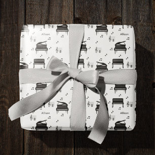 Personalisiertes Grand Piano und Musiknoten Muster Geschenkpapier