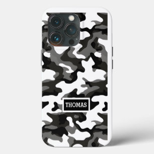 Personalisiertes Grau Camo iPhone 13 Pro Hülle