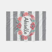 Personalisiertes Grau, korallenrote Fleecedecke (Vorderseite (Horizontal))