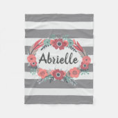 Personalisiertes Grau, korallenrote Fleecedecke (Vorderseite)
