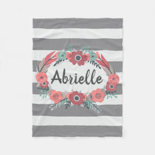 Personalisiertes Grau, korallenrote Fleecedecke