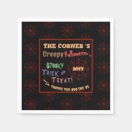 Personalisiertes, grauenhaftes Halloween-Spinnenne Serviette