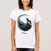 Personalisiertes Graues/blaues Howling am Mond T-Shirt (Vorderseite)