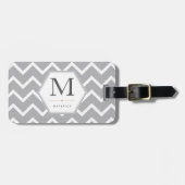 Personalisiertes graues Chevron mit Sechseck-Monog Gepäckanhänger (Vorderseite horizontal)