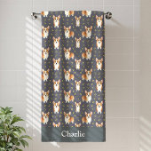 Personalisiertes Graues Corgi-Hund Badehandtuch