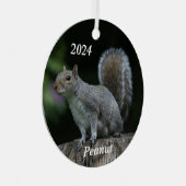 Personalisiertes graues Eichhörnchen Ornament Aus Metall (Vorderseite Rechts)