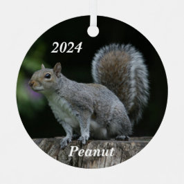 Personalisiertes graues Eichhörnchen Ornament Aus Metall