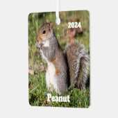 Personalisiertes graues Eichhörnchen Ornament Aus Metall (Vorderseite links)