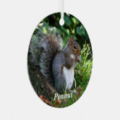 Personalisiertes graues Eichhörnchen Ornament Aus Metall (Vorderseite Rechts)