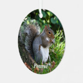 Personalisiertes graues Eichhörnchen Ornament Aus Metall (Vorderseite links)