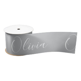 Personalisiertes Graues Elegantes Satin Namensband Satinband