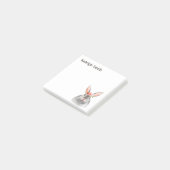 Personalisiertes graues Kaninchen Rosa Rosa Post-it Klebezettel (angewinkelt)