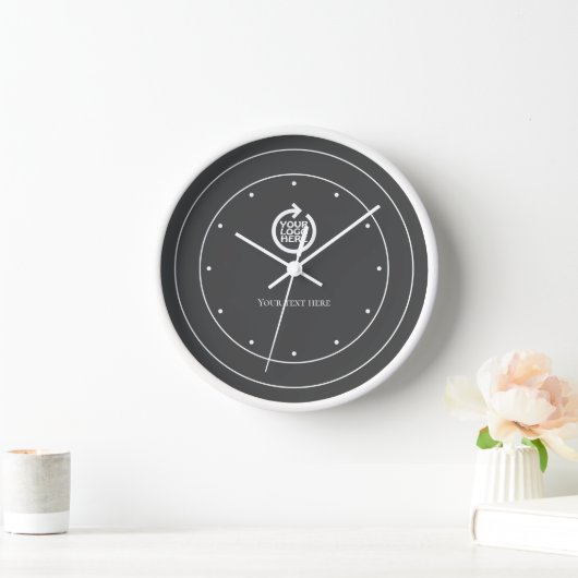 Personalisiertes graues Logo Uhr (Zuhause)