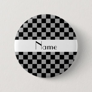 Personalisiertes graues NamensSchachbrett Button
