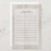 Personalisiertes graues rustikales Holz Briefpapier (Vorne/Hinten)