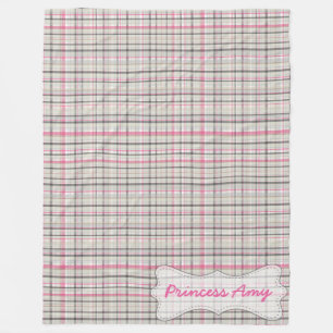 Personalisiertes graues u. rosa kariertes fleecedecke