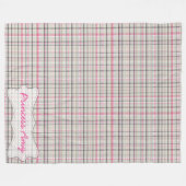 Personalisiertes graues u. rosa kariertes fleecedecke (Vorderseite (Horizontal))