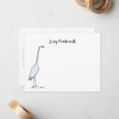 Personalisiertes Great Blue Heron Boho Bird Artwor Mitteilungskarte (Vorderseite/Rückseite Beispiel)