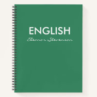Personalisiertes Green English Class Notebook