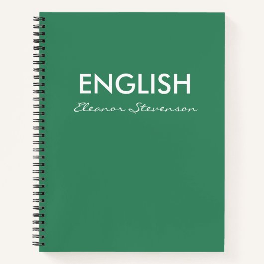 Personalisiertes Green English Class Notebook Notizblock (Vorderseite)