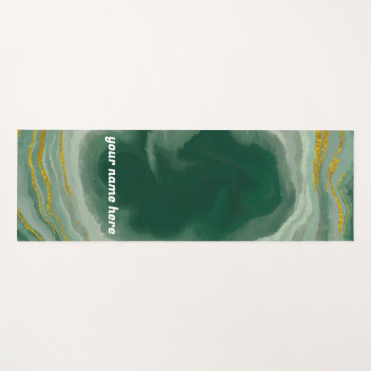 Personalisiertes Green & Gold Agate Swirl Yoga Mat Yogamatte (Vorderseite (Horizontal))
