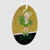 Personalisiertes Green & Gold Cheerleader Ornament (Vorderseite)