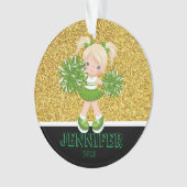 Personalisiertes Green & Gold Cheerleader Ornament (Vorderseite)