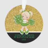 Personalisiertes Green & Gold Cheerleader Ornament (Vorderseite)