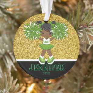Personalisiertes Green & Gold Cheerleader Ornament