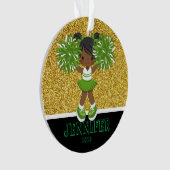 Personalisiertes Green & Gold Cheerleader Ornament (Vorderseite)