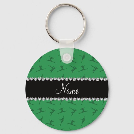 Personalisiertes Green Gymnastics Muster Schlüsselanhänger (Vorderseite)