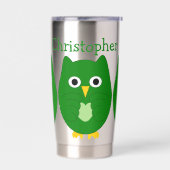 Personalisiertes Green Owl Design Thermobecher (Links)