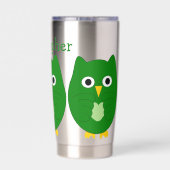 Personalisiertes Green Owl Design Thermobecher (Rückseite)