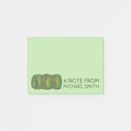 Personalisiertes Green Sleeping Bag Roll Camp Post-it Klebezettel (Vorderseite)