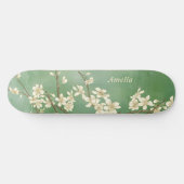 Personalisiertes Green Spring White Blume Skateboa Skateboard (Horizontal)
