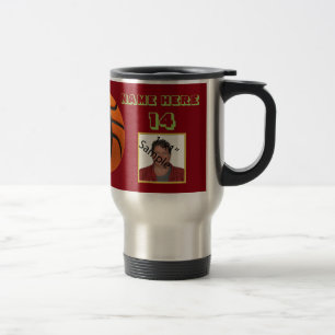 Personalisiertes Green Text Basketball Foto Tumble Reisebecher