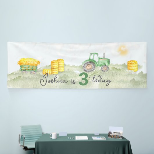 Personalisiertes Green Tractor Theme Große Banner (Messeveranstaltung)