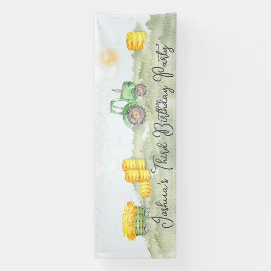 Personalisiertes Green Tractor Theme Große Banner (Vertikal)
