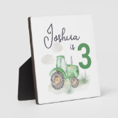 Personalisiertes Green Tractor Theme Plaque mit Ea Fotoplatte (Vorderseite)