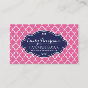 Personalisiertes, griechisch-rosa Tiles Lattice Visitenkarte