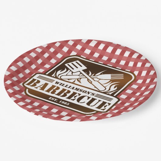 Personalisiertes Grillfest Pappteller (Schrägansicht)