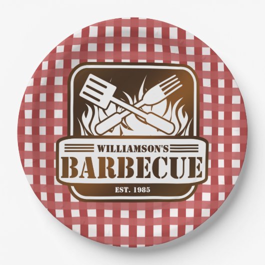 Personalisiertes Grillfest Pappteller (Vorderseite)