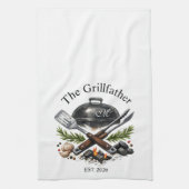 Personalisiertes Grillvater-Monogramm Geschirrtuch (Vertikal)
