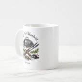 Personalisiertes Grillvater-Monogramm Kaffeetasse (Vorderseite Links)