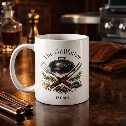 Personalisiertes Grillvater-Monogramm Kaffeetasse